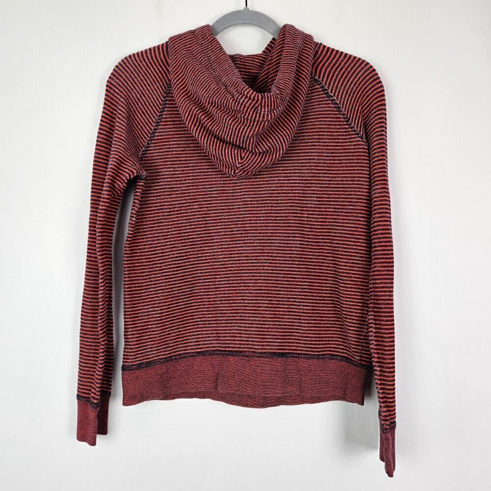 J. Crew Red/Navy Blue Stripe French Terry Pullover Hoodie Sweatshirt XS 50480 - Picture 7 of 8